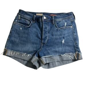 Pilcro Denim The Signature High Rise Shorts Size 27 Medium Wash Roll Cuff EUC